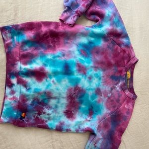 AVIATOR NATION TIE DYE CREWNECK SWEATSHIRT SIZE M UNISEX TURQUOISE/FUCHSIA